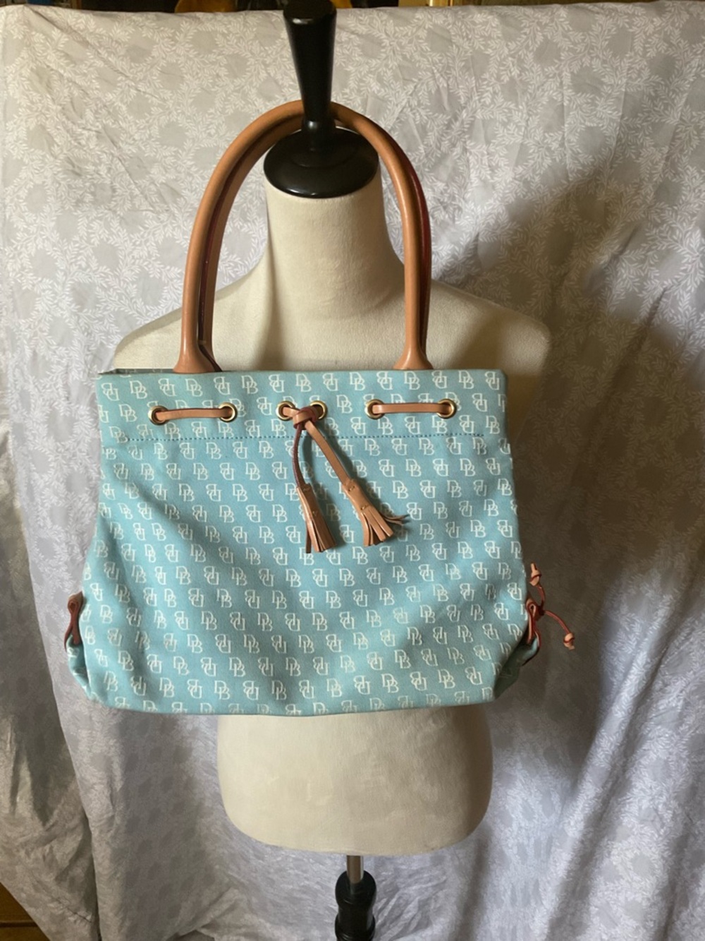 Dooney & Bourke Light Blue Tote with Tan Trim